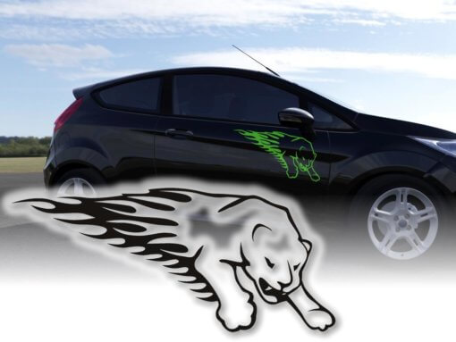 Aufkleber Puma Flammen Sticker Raubtier Autotattoo