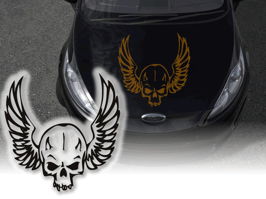 Aufkleber Totenkopf Engel Teufel Flügel Auto Tatoo Motorradsticker 🔥 ohne  Hintergrund, kleine & große Motive