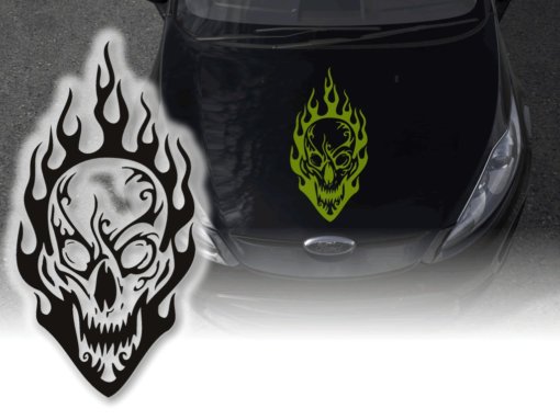 Auto Aufkleber Skull Flammen Totenkopf Autosticker