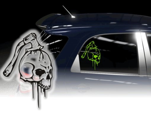Auto Aufkleber Skull Totenkopf Axt Sticker Autosticker