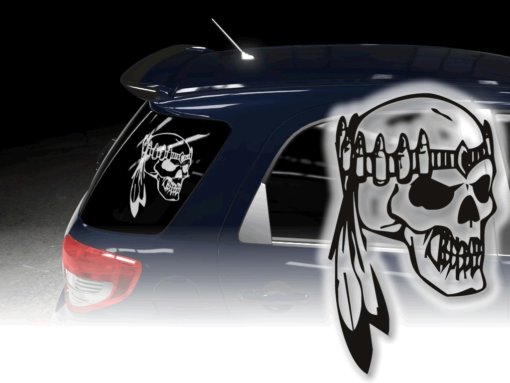 Auto Aufkleber Skull Totenkopf Indianer Sticker Autosticker