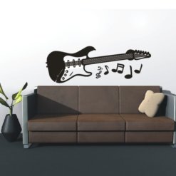 Wandtattoo E-Gitarre mit Noten