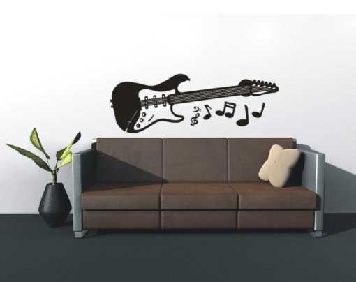 Wandtattoo E-Gitarre mit Noten