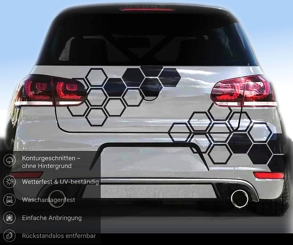 Design Autoaufkleber Set in Schwarz zur individuellen Fahrzeuggestaltung und Konfiguration